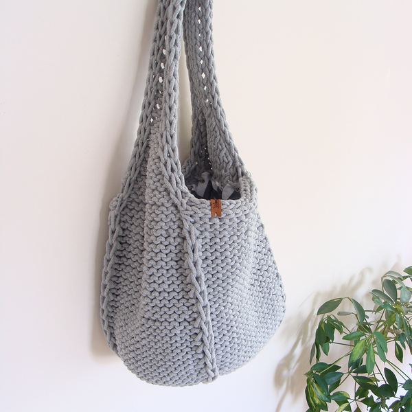 Slouchy Knit Tote Bag: Large Cotton Hobo Bag with Wide Strap